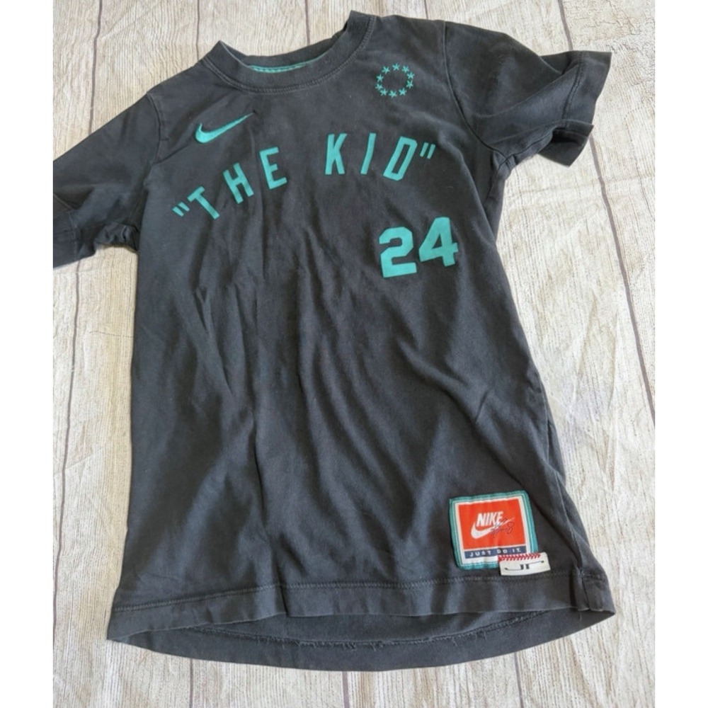 Nike The Kid 24 Graphic Print T-Shirt Black/Teal Short Sleeve Crew Neck YS